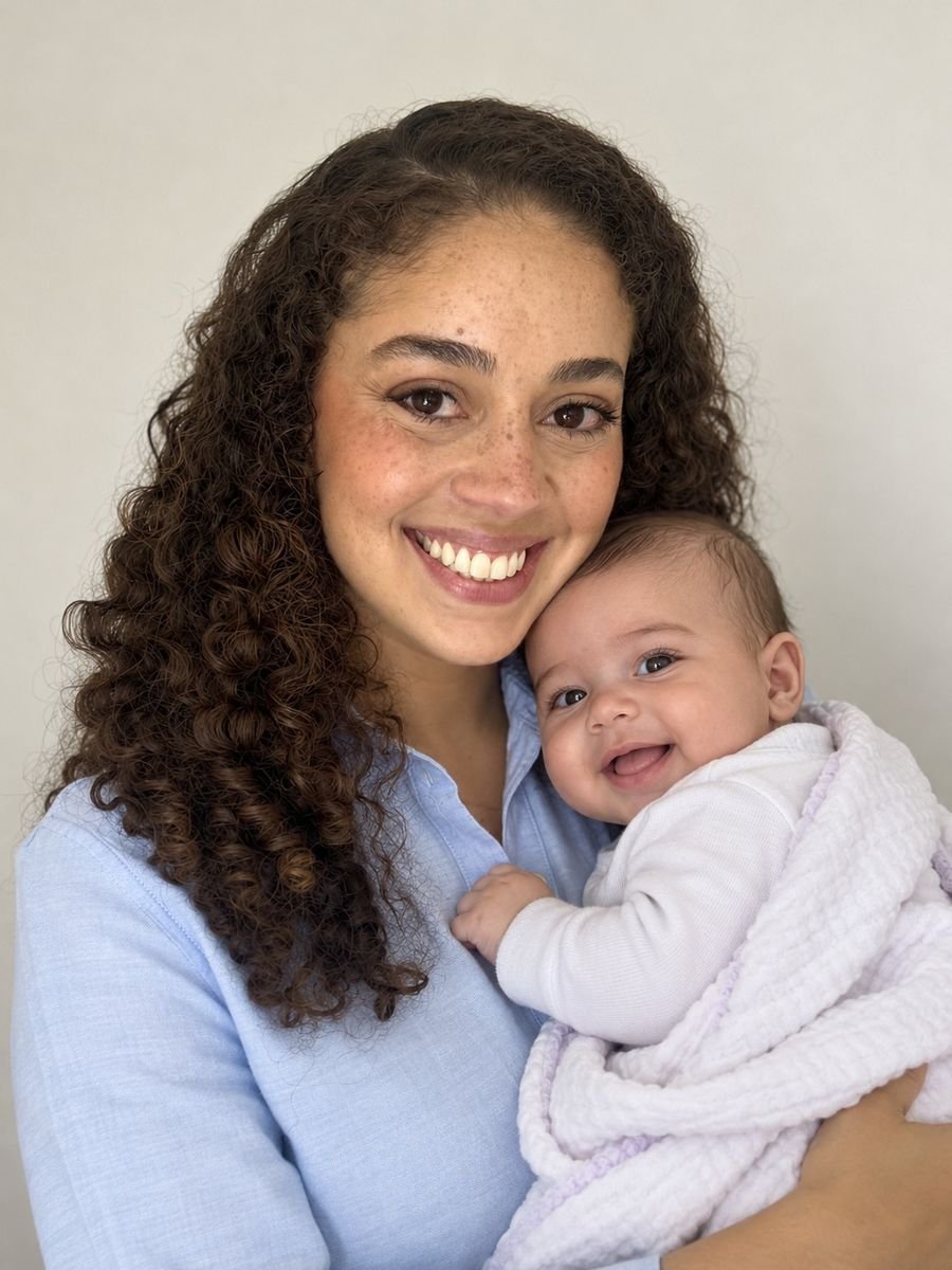 Maria Clara, da SPM Advogados, com um bebê no colo